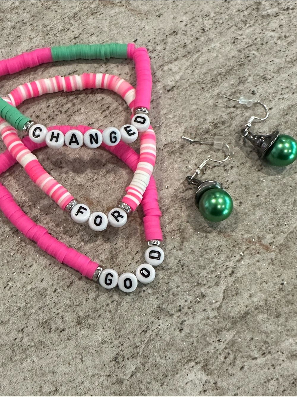 Wicked Worded Beaded Bracelet Set & Earrings,